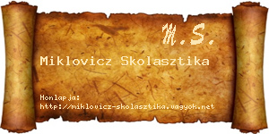 Miklovicz Skolasztika névjegykártya
